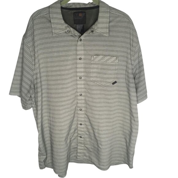 5.11 Tactical Shirt Mens Extra Large Gray Plaid Short Sleeve Button Up Outdoor - Picture 1 of 13
